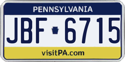 PA license plate JBF6715