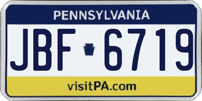 PA license plate JBF6719