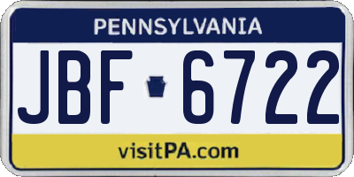 PA license plate JBF6722