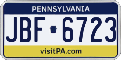 PA license plate JBF6723