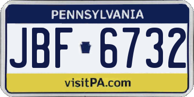 PA license plate JBF6732