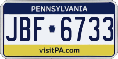 PA license plate JBF6733