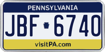 PA license plate JBF6740