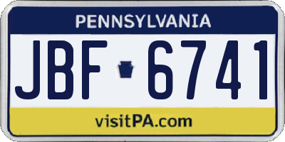 PA license plate JBF6741