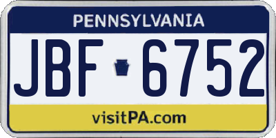 PA license plate JBF6752