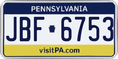 PA license plate JBF6753