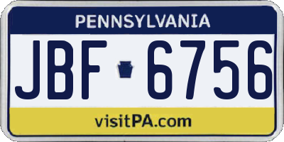 PA license plate JBF6756