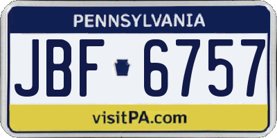 PA license plate JBF6757