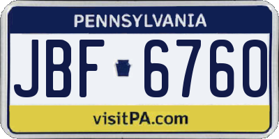 PA license plate JBF6760