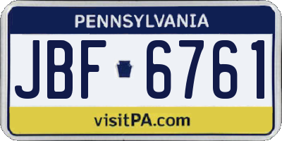 PA license plate JBF6761