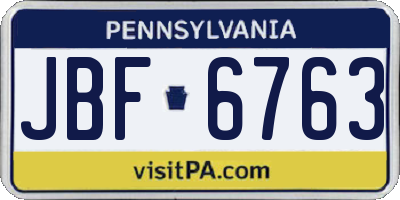 PA license plate JBF6763