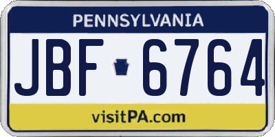 PA license plate JBF6764