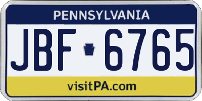 PA license plate JBF6765