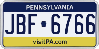 PA license plate JBF6766