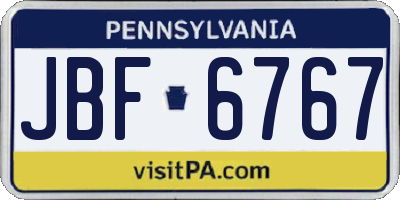 PA license plate JBF6767