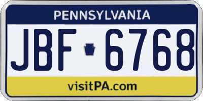 PA license plate JBF6768