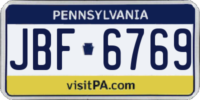 PA license plate JBF6769