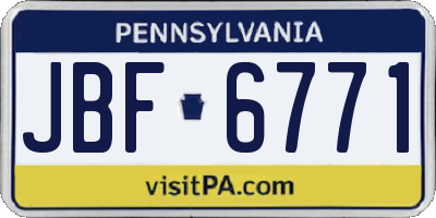 PA license plate JBF6771