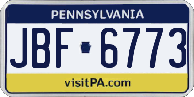 PA license plate JBF6773