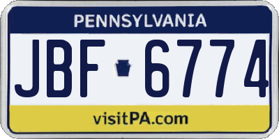 PA license plate JBF6774