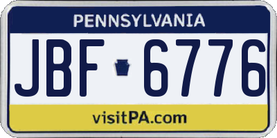 PA license plate JBF6776