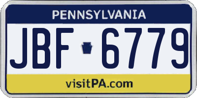 PA license plate JBF6779