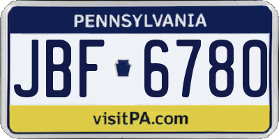 PA license plate JBF6780