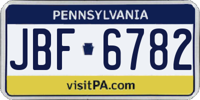 PA license plate JBF6782