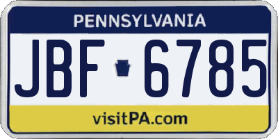 PA license plate JBF6785