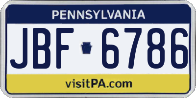 PA license plate JBF6786