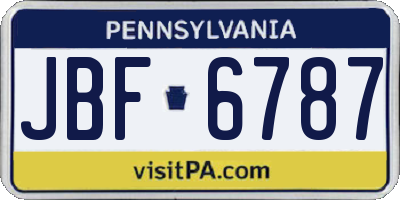 PA license plate JBF6787