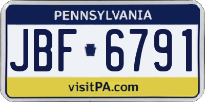 PA license plate JBF6791