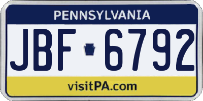 PA license plate JBF6792