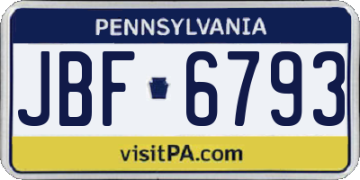 PA license plate JBF6793