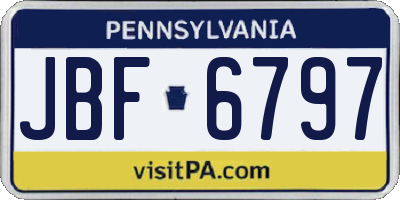 PA license plate JBF6797