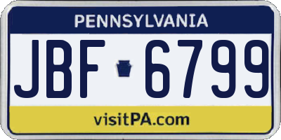 PA license plate JBF6799