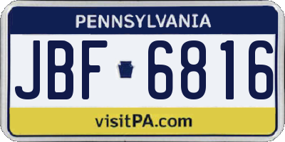 PA license plate JBF6816