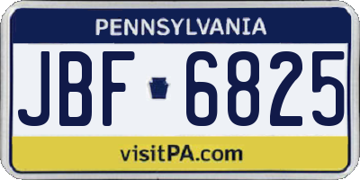 PA license plate JBF6825