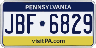 PA license plate JBF6829