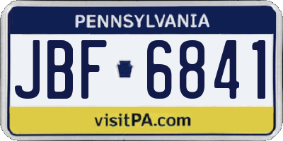 PA license plate JBF6841