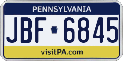 PA license plate JBF6845