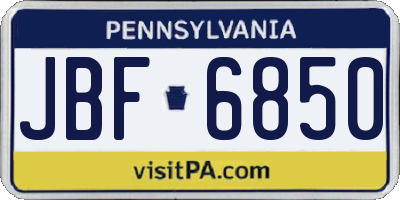 PA license plate JBF6850