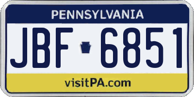 PA license plate JBF6851