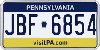 PA license plate JBF6854