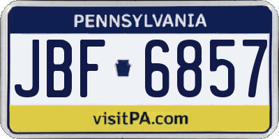PA license plate JBF6857