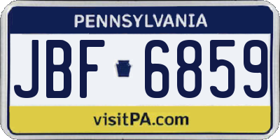 PA license plate JBF6859