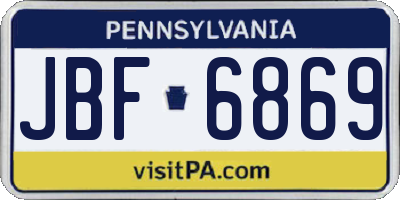 PA license plate JBF6869