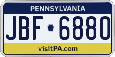 PA license plate JBF6880