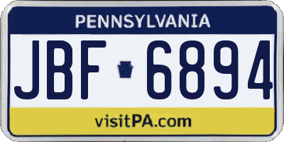 PA license plate JBF6894