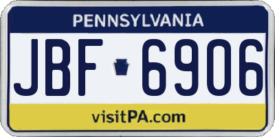 PA license plate JBF6906